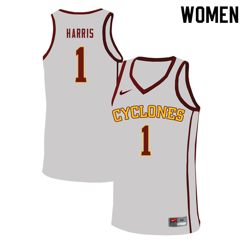 Women #1 Tyler Harris Iowa State Cyclones College Basketball Jerseys Sale-White - Click Image to Close